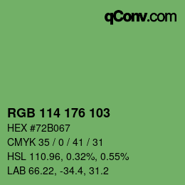 Color code: RGB 114 176 103 | qconv.com