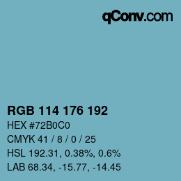 Color code: RGB 114 176 192 | qconv.com