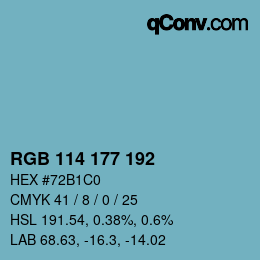 カラーコード: RGB 114 177 192 | qconv.com