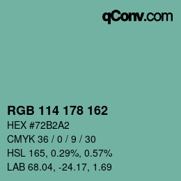 Color code: RGB 114 178 162 | qconv.com