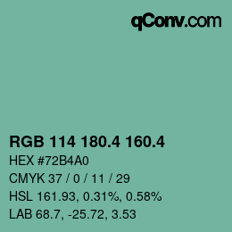 カラーコード: RGB 114 180.4 160.4 | qconv.com