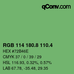 カラーコード: RGB 114 180.8 110.4 | qconv.com