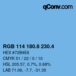 カラーコード: RGB 114 180.8 230.4 | qconv.com