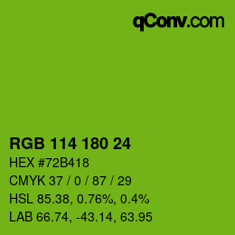 Color code: RGB 114 180 24 | qconv.com