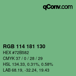 Color code: RGB 114 181 130 | qconv.com