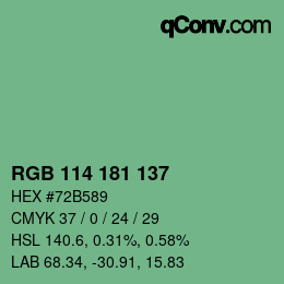 颜色代码: RGB 114 181 137 | qconv.com