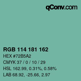 Color code: RGB 114 181 162 | qconv.com