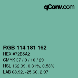 Color code: RGB 114 181 162 | qconv.com