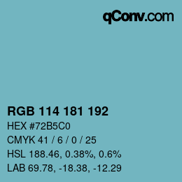 Farbcode: RGB 114 181 192 | qconv.com