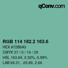 カラーコード: RGB 114 182.2 163.6 | qconv.com