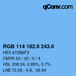 カラーコード: RGB 114 182.6 243.6 | qconv.com