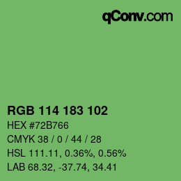Color code: RGB 114 183 102 | qconv.com