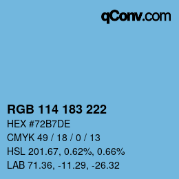 カラーコード: RGB 114 183 222 | qconv.com