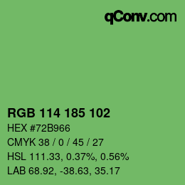 Color code: RGB 114 185 102 | qconv.com