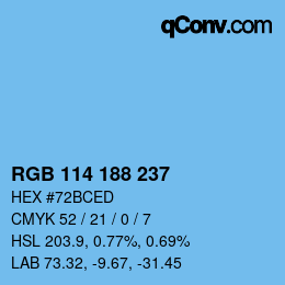 Color code: RGB 114 188 237 | qconv.com