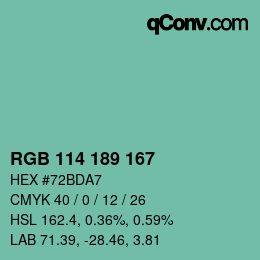 Color code: RGB 114 189 167 | qconv.com