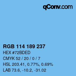 Color code: RGB 114 189 237 | qconv.com