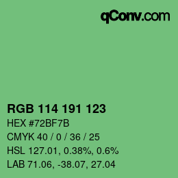 Color code: RGB 114 191 123 | qconv.com