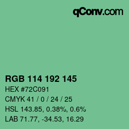 Código de color: RGB 114 192 145 | qconv.com