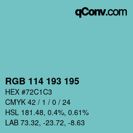 颜色代码: RGB 114 193 195 | qconv.com