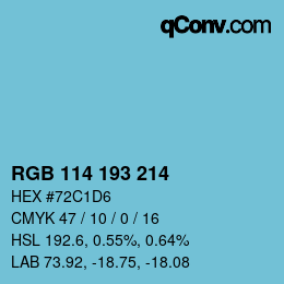 颜色代码: RGB 114 193 214 | qconv.com