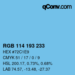 Color code: RGB 114 193 233 | qconv.com