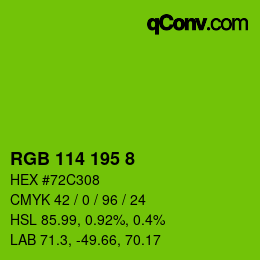 カラーコード: RGB 114 195 8 | qconv.com