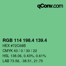 カラーコード: RGB 114 198.4 139.4 | qconv.com
