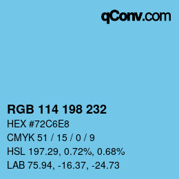 Color code: RGB 114 198 232 | qconv.com