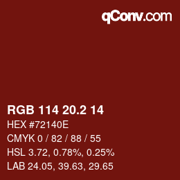 Color code: RGB 114 20.2 14 | qconv.com