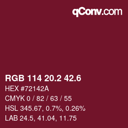 カラーコード: RGB 114 20.2 42.6 | qconv.com