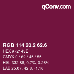 カラーコード: RGB 114 20.2 62.6 | qconv.com