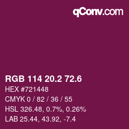 カラーコード: RGB 114 20.2 72.6 | qconv.com