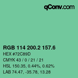 カラーコード: RGB 114 200.2 157.6 | qconv.com