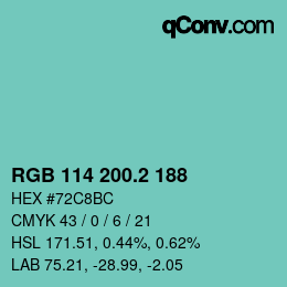 カラーコード: RGB 114 200.2 188 | qconv.com