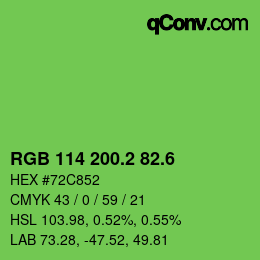 カラーコード: RGB 114 200.2 82.6 | qconv.com