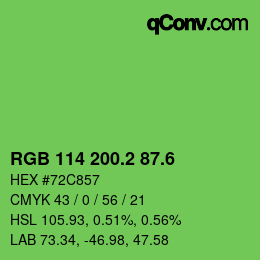 カラーコード: RGB 114 200.2 87.6 | qconv.com