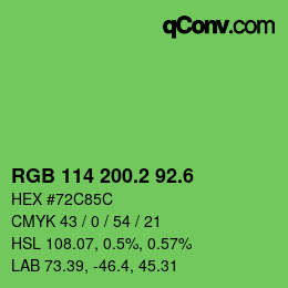 カラーコード: RGB 114 200.2 92.6 | qconv.com
