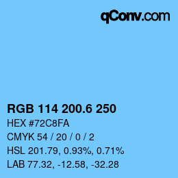 カラーコード: RGB 114 200.6 250 | qconv.com