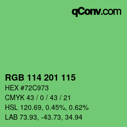Color code: RGB 114 201 115 | qconv.com