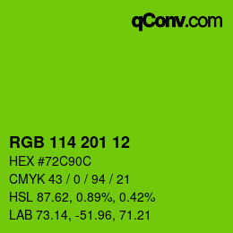 Color code: RGB 114 201 12 | qconv.com