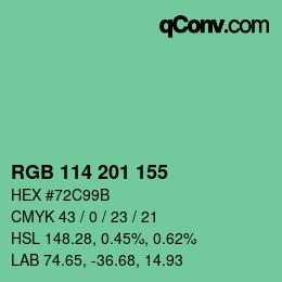 Color code: RGB 114 201 155 | qconv.com