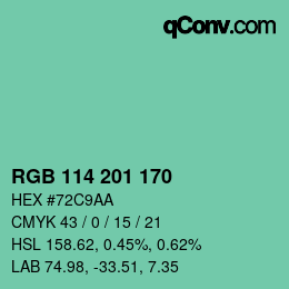 Color code: RGB 114 201 170 | qconv.com