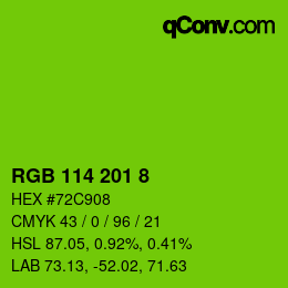 Color code: RGB 114 201 8 | qconv.com