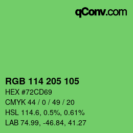 カラーコード: RGB 114 205 105 | qconv.com