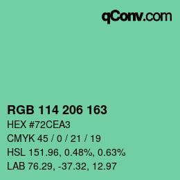 Color code: RGB 114 206 163 | qconv.com