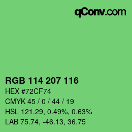 Farbcode: RGB 114 207 116 | qconv.com
