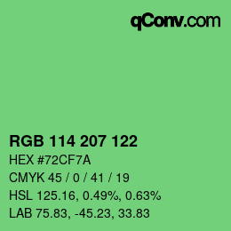 颜色代码: RGB 114 207 122 | qconv.com