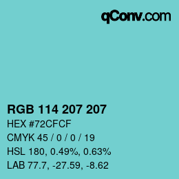 Farbcode: RGB 114 207 207 | qconv.com