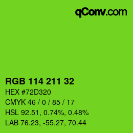 Color code: RGB 114 211 32 | qconv.com